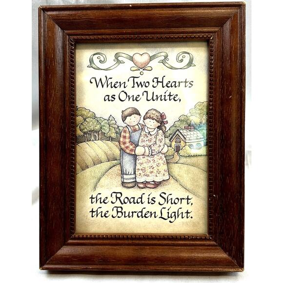 Picture in Frame 6 x 8" when Two Hearts as One Unite, the Road is Short + - Picture 1 of 4